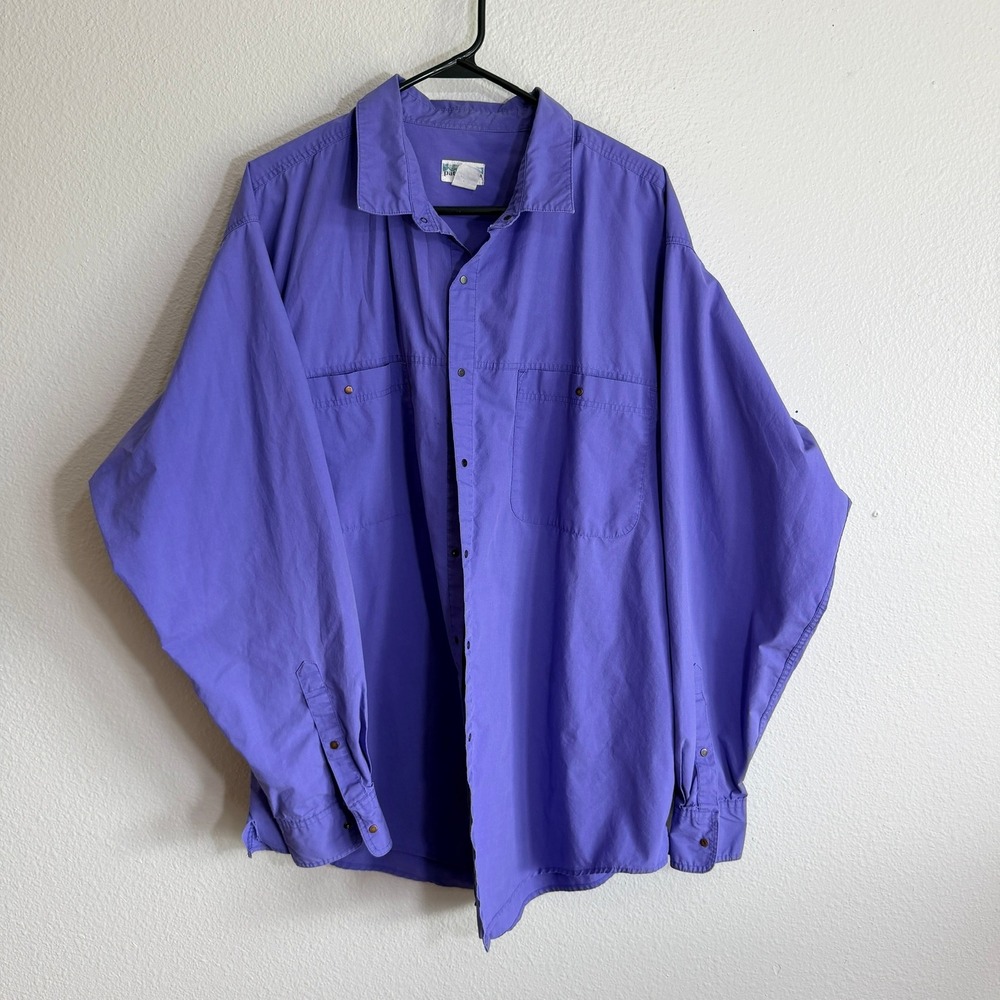 Patagonia Mens XL Purple Blue Snap Front Long Sleeve Shirt 52331 Vintage S2